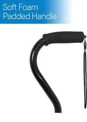 RMS Quad Adjustable Walking Cane with 4 Pronged Base for Extra Stability – Black