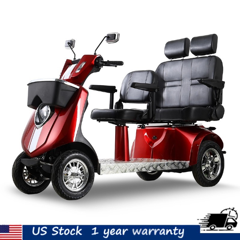 1000W 4-Wheel Heavy Duty Adjustable 3-Seat Electric Power Mobility Scooters