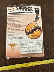 Miracle Copper Anti-Fatigue Compression Socks Unisex S/M Black 1 Pair NIB