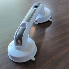 Medline 12 in Suction Cup Grab Bar w/ Locking Indicator, White/Gray