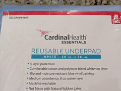Cardinal Health Reusable Underpad White 34 inch x 36 inch