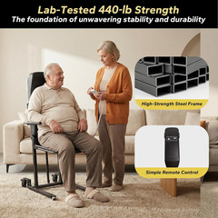Movable Electric Floor Lift Chair with 4 Wheels, Portable Rolling Chair for Home