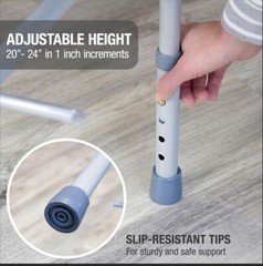 Commode Extra-Wide Heavy-Duty Drop-Arm Durable Powder-Coated Steel Gray