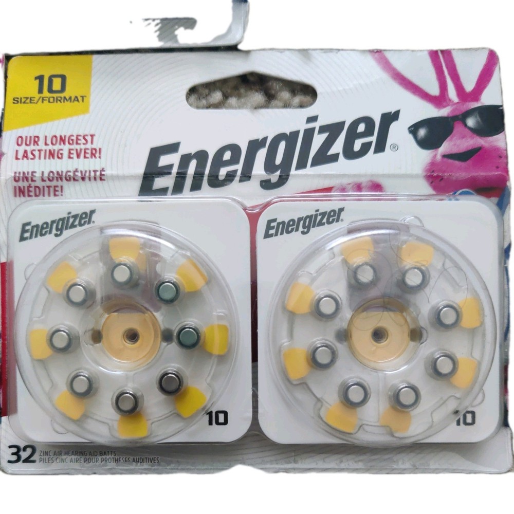 Energizer Zinc Air Hearing Aid Batteries Size 10 – 32 Batteries, Exp 07/27