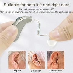 1 Pair Digital Hearing Aid Severe Loss Rechargeable Portable BTE Ear Aids 40Hrs
