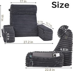 ENITYA 19” Back Pillow for Bed Sitting up, Built-in Armrests & Big Pockets, Back