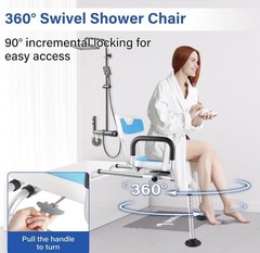 Sliding Tub Transfer Bench Shower Chair w/ 360 Degree Swivel Seat 400 Lbs