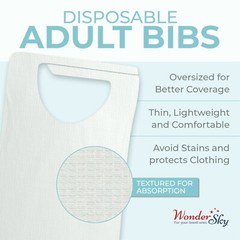 Absorbent Tissue Front Disposable Adult Bibs Fluid Resistant Poly 16″ X 33″
