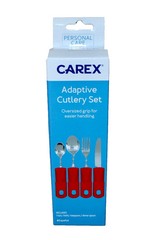 (Set of 4) Carex Adaptive Cutlery Set Red Oversized Bendable Utensils in Box
