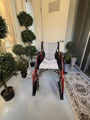 Karma Manual Wheelchair Foldable Padded Seat/Armrests Footrests Red/Black/Gray
