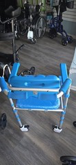 Blue/Silver Commode Wheelchair w/ Padded Removable Seat & Footrests