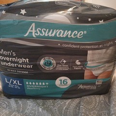 Assurance Men’s NEW Incontinence Underwear Large Extra Large Overnight 16 Count