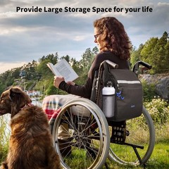 ZHCHG Wheelchair Bags, Backpack with Cup Holder, Large, black