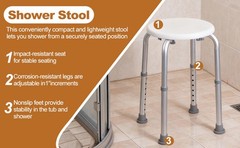 Shower Chair Bath Seat Stool Bathroom Elderly Aids Adjustable Height 300lb