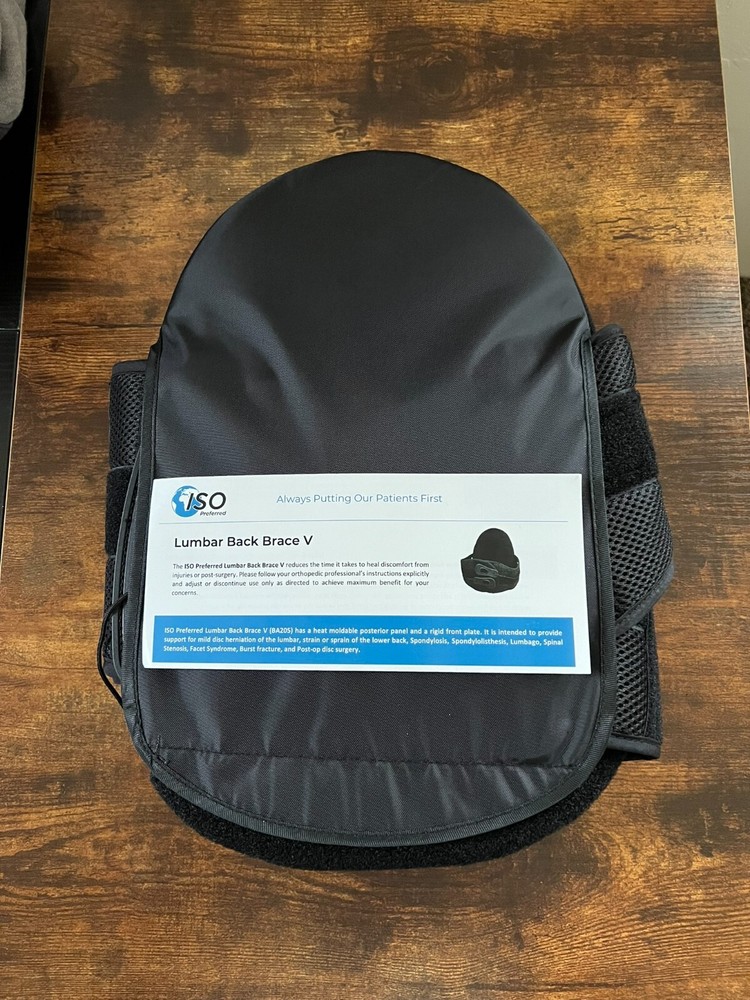 ISO Preferred Lumbar Back Brace V BA205 Black / Disc Herniation / Strain Support