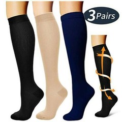 3 Pair Full Compression Socks 10-20 mmgh New Strong Support Stockings Free Ship