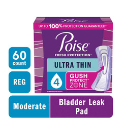Poise Ultra Thin Incontinence Pads, 4 Drop Moderate Absorbency, Regular Length,