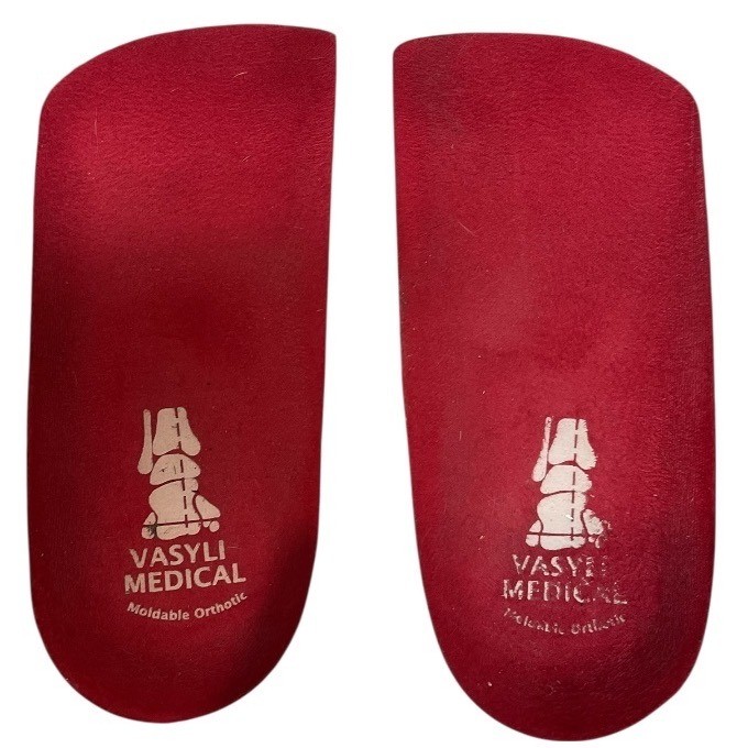 Vasyli Women’s Custom Red 3/4th Length Orthotics High Density Insoles One Size