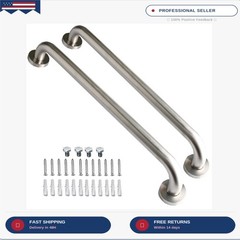 Brushed Nickel Shower Grab Bar 16 Inch – 1 1/4″ Diameter, iMomwee 2 Pack Stainle