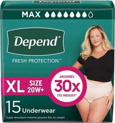 Odor Control Extra-Large Adult Diapers – 30x Super Absorbent 15 Count for Women