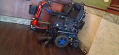 Quantum Electric Power Wheelchair w/ Joystick, 6-Wheel, Black/Blue