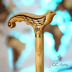 New Elegant Cane Walking Stick for Ladies Women Wooden carved Swallow Bird Light