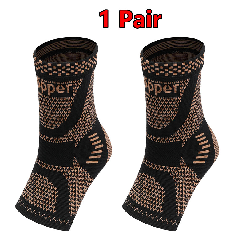 Copper Ankle Brace Support Compression Sleeve Socks Foot Fasciitis Pain Relief