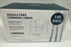 Lunderg Hassle Free Commode Liners – Value Pack 100 Count Universal Fit -NIB
