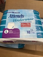 Attends Underwear Large Super Plus Absorbency 18ct x4 Packs (72 Total)