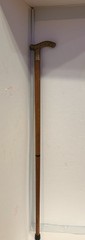 Vintage Wood & Solid Brass Derby Scroll Cane Walking Stick 35″ # 7196