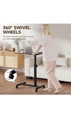 Adjustable Foldable Overbed/Overchair Table w/ Locking Casters 25-36.5in 85lb