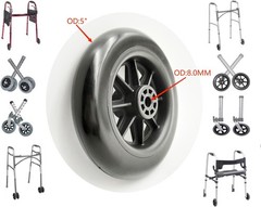 Universal Walker replacement wheels,5”Caster Wheels,Axle 5 inches, Black