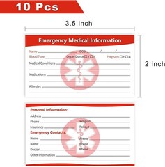 10 Pcs Emergency Medical Information ID Card Medical Alert Card for Wallet Phone