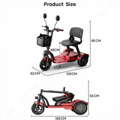 Daibot 1000W 3 Wheel Foldable Mobility Scooter for Adult Senior Electric