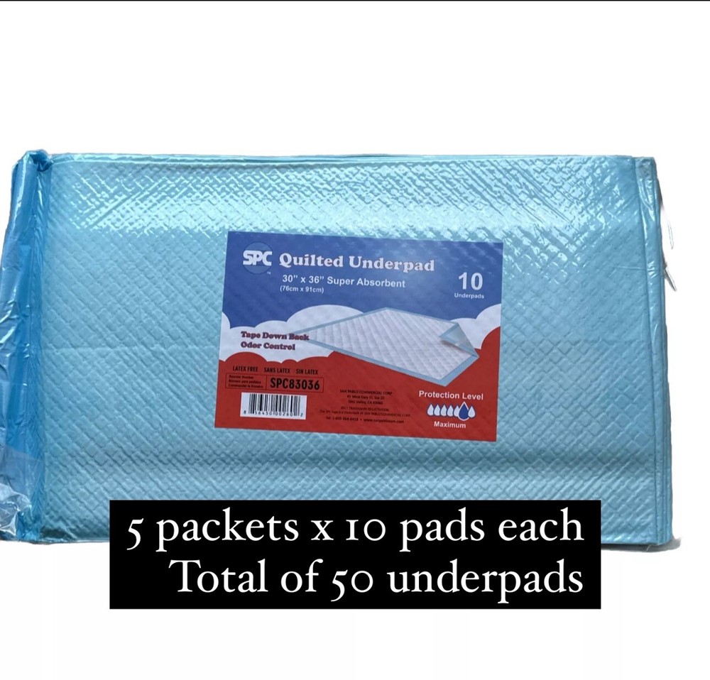 SPC QUILTED UNDERPAD 50pc Size 30″X36″ FREE SHIPPING