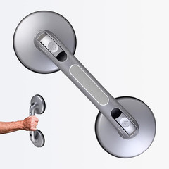 Secure Heavy Duty Shower Grab Bar with Suction Cup – Silver Grey for Seniors