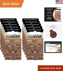 Size 312 PR41 1.45V Zinc Air Hearing Aid Batteries Brown Tab 60 Pack [Child-R…
