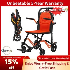 Portable Transport Chair 18 lbs Swinging Footrests Locking Handbrake Supports