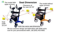 Carbon Fiber Foldable Rollator Walker Blue Color in Stock, Model Number W102
