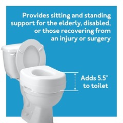 Carex Toilet Seat Riser, Adds 5 Inches of Height,Elevated and Raised Toilet Seat