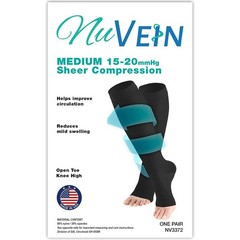 Elegant Navy Open Toe Knee High Compression Stockings 15-20 mmHg for Recovery