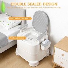 Portable Commode Chair with Removable Armrest, Bedside Commode Chair 220lbs