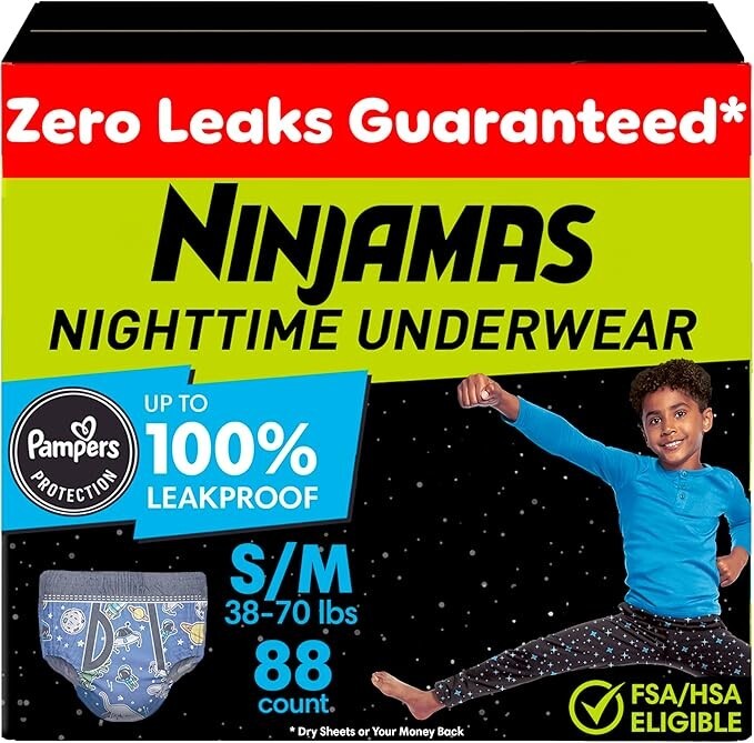 Pampers Ninjamas Nighttime Bedwetting Underwear Boys all sizes