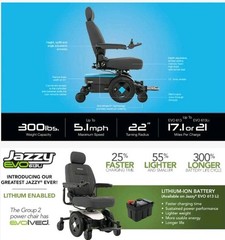 Pride Jazzy EVO 613 Electric Power Wheelchair Joystick Never used-new batteries