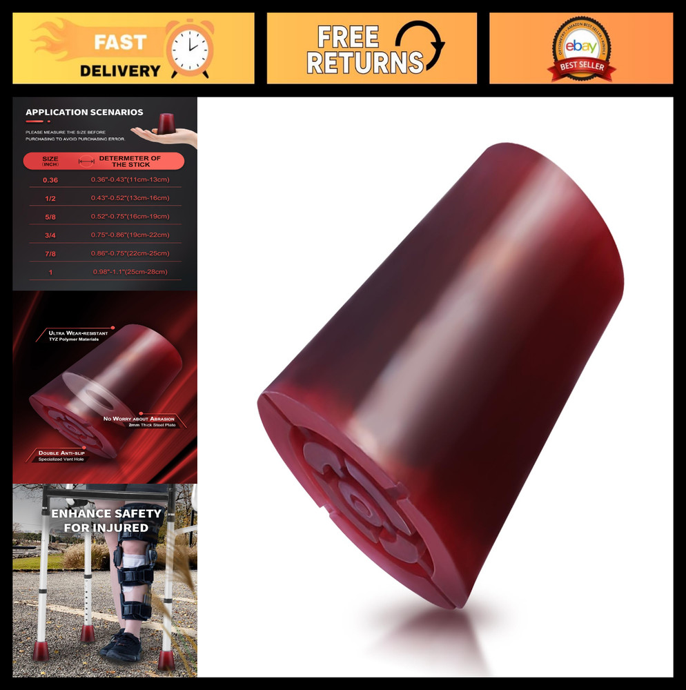 Heavy Duty Cane Tips – Ultra Durable Replacement Tips for Walking Sticks & Walke