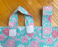 Walker Tote Bag Pink White Flowers on Teal-Blue 6 Pockets 15″x11″ Rollator Bag