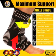 Copper Ankle Support Brace Compression Sleeve Foot Pain Relief Jogging Sprain HG