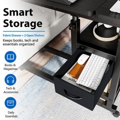 Height Adjustable Overbed Table with Wheel and Charging Station, Tiltable Des…