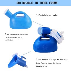 2000ML Portable Urinal for Men and Women, Spill 1 Count (Pack of 1), Blue
