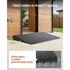 VEVOR 4″ Rubber Threshold Curb Ramp w/3 Channels for Wheelchair Scooter 2200 lb